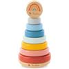 PINOLINO Arcobaleno Torre impilabile Ruby, classico in legno, gioco impilabile colorato in colori arcobaleno, per bambini dai 12 mesi in su