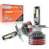 Onraying Lampadina LED H4 Per auto 50000LM, 6500K Bianco Freddo, Ventola, IP68, Compatibilità 99%, Durata 90000 ore, Luminosità 900%, Formato Mini 1:1, 2 Pezzi