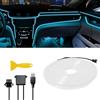 Miisiya Striscia Luminosa a LED per Interni Auto con Filo EL Luci per Cruscotto Auto Striscia Luminosa Decorativa a LED per Auto Luce Atmosferica Auto Neon 5V USB (5M/16.5FT, Blu Ghiaccio)