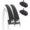ECOVELO' 2 COPERTONI 700 X 35 C (37-622) + CAMERE VALVOLA AMERICA PNEUMATICI STRADALI BIANCONERI 28 1 5/8 3/8 CITYBIKE TREKKING
