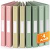ACROPAQ - 8 x Raccoglitore ad anelli A4 morbido - 4 Anelli - Con etichette sul dorso, Dorso 3,5 cm, Colore Terra dalla collezione Natura - Raccoglitori con anelli A4