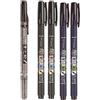 Tombow Fudenosuke Brush Pen 5 Pack (set per calligrafia Big) 2x punta dura + 2x punta morbida + Dual Brush Pen (nero + grigio)