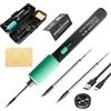 GAOUTO Set saldatore a batteria, 15 W (260 ℃-450 ℃), kit di soldering senza fili USB con 3 punte di saldatura, filo di stagno, spugna, kit professionale sicuro per riparazioni elettriche