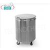 Pattumiera in acciaio inox su ruote, coperchio con apertura manuale, capacit lt.75, cm 45x61h