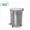 Pattumiera in acciaio inox su ruote, coperchio con apertura a pedale, capacit lt.75, cm 45x61h