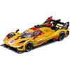 Burago FERRARI 499P 3.0L TURBO V6 TEAM AF CORSE N 83 24h LE MANS 2024 ROBERT KUBICA - ROBERT SHWARTZMAN - YIFEI YE - WITH SHOWCASE YELLOW RED