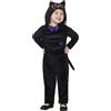 SMIFFYS Costume da gatto per neonato, Nero, Tuta con cappuccio e occhi stampati in 3D