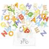 Le Toy Van Gioco educativo Lettere Alfabeto, 18 Mesi, Montessori, Ecologico, in Legno, 60 Pezzi, Include Borsa in Cotone con Manico, Certificato FSC e Colori a Base d'Acqua, Petilou