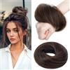 MY-LADY Chignon Finto per Capelli Veri- Cerchio Elastico Dritto Marrone Scuro - Facile Updo Naturale per Donne Ragazze 17g