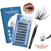 NAGARAKU Ciglia Autoadesive con Pinzette Set 48 Cluster Senza Dispositivo di Rimozione Della Colla Ciglia Pressanti Riutilizzabili Pre-Incollate Aspetto Naturale DIY Ciglia da Fata (0,07mm C 10-16 mm)