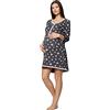 Be Mammy Camicia da Notte Premaman Funzione Allattamento BE20-176 (Grafite Stelle Rosa, XXL)