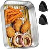 Piashow Pirofila in acciaio inox Airfryer, accessorio per friggitrice ad aria calda con griglia di sgocciolamento, maniglie di protezione del calore e coperchio di tenuta, adatta per Ninja, Cosori, Philips e