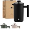 Groenenberg French Press Black 1 L (5 Tazze) l Caffettiera francese in acciaio inox l Caffettiera pistone con filtri di ricambio e funzione termica