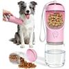 Liphier Bottiglia per cani portatile 2 in 1 per Viaggio(Rosa, 350ml)