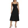 Qianderer Abito da donna estivo casual a trapezio tinta unita senza maniche senza schienale abito midi alla moda tasche laterali abito a canotta taglio basso, S