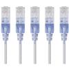 Monoprice SlimRun Cavo patch Ethernet Cat6A, cavo Internet di rete, RJ45, instradato, UTP, filo di rame puro nudo, 30 AWG, 15 cm, bianco, confezione da 5