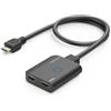 Hama Splitter HDMI 4K 1 in 2 Out (4K@30Hz, adattatore per la trasmissione di un segnale HDMI a 2 dispositivi di uscita, ad esempio proiettore, schermo o 2 monitor contemporaneamente, 60 cm) nero