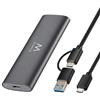 Ewent Box Esterno USB 3.2 Gen2 per SSD M.2 NVMe PCIe - Custodia Case Hard Disk in Alluminio, supporta Key M 2230-2280, velocità fino a 10 Gbps, senza viti, compatibile USB-C / A, UASP & TRIM