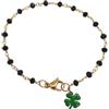 stylen Bracciale Donna Portafortuna con Cristalli Neri e Ciondolo Quadrifoglio - Braccialetto Dorato Simbolo di Buona Fortuna