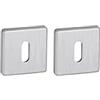Thirard Coppia di rosette quadrate 50 x 50 mm con foro chiave, cromo satinato