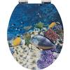 Wenko Sedile WC Pesce 3D - Sedile WC con chiusura automatica ammortizzata, fissaggio igienico in zinco pressofuso Fix-Clip resistente contro la ruggine, MDF, 38 x 44.5 cm, Multicolore