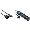 Electraline 46111 Prolunga 10 mt Spina 16A e Presa polivalente (schuko + 10/16A), Nero-Sezione Cavo 3G1,5 mm & 62039 Multipresa 9 Posti con Cavo, Nero, 3 m