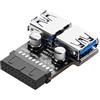 SinLoon Adattatore USB 3.0 per pannello frontale da USB 3.0 19/20 pin a doppia USB A, adattatore per scheda madre USB 3.0 19 pin femmina a doppio USB tipo A femmina, convertitore connettore anteriore