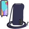 WenBaby Cover Compatible con Samsung Galaxy A52/A52S,Cellulare Girocollo Custodia con Cordino TPU Corda Silicone Case Bumper per Samsung Galaxy A52/A52S Custodia, Blu navy