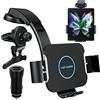 Qoosea Qi 15W Caricatore Wireless Auto, Doppia Bobina Caricabatteria da Auto Senza Fili Supporto Telefono per Bocchette e Cruscotto, Porta Cellulare Auto per Samsung Z Fold 4/3/2 iPhone Xiaomi Huawei