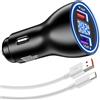 ASKUBSKU 66W Caricabatterie Auto USB con Cavo USB C per Honor 400 5G, Caricatore Auto Adattatore 1Metro Cavo 6A Ricarica Rapida per HONOR 70 Lite 200 90 Magic8 lite 6 5 4 Lite Pro Pad 9 X8a X8b X9b