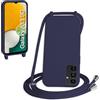 WenBaby Cover Compatible con Samsung Galaxy A13 5G/A04S,Cellulare Girocollo Custodia con Cordino TPU Corda Silicone Case Bumper per Samsung Galaxy A13 5G/A04S Custodia, Blu navy