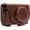 MegaGear MG284 Sony Cyber-shot DSC-RX100 VI, DSC-RX100 V, DSC-RX100 IV, DSC-RX100 III Ever Ready Custodia in finta pelle per Fotocamera con Tracolla - Marrone Scuro