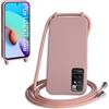 WenBaby Cover Compatible con Xiaomi Redmi Note 11 4G/Note 11S,Cellulare Girocollo Custodia con Cordino TPU Corda Silicone Case Bumper Custodia, Rosa sabbia