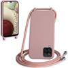 WenBaby Cover Compatible con Samsung Galaxy A12,Cellulare Girocollo Custodia con Cordino TPU Corda Silicone Case Bumper per Samsung Galaxy A12 Custodia, Rosa sabbia