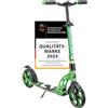 SIX DEGREES Monopattino in alluminio con meccanismo pieghevole e supporto, 205 mm, altezza regolabile, certificato GS, verde chiaro, vincitore del test