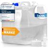 WASSERFELD ® Tanica per acqua da 20 l, pieghevole, con rubinetto dosatore a tenuta stagna e manico per il trasporto, robusta tanica per acqua potabile con patta di chiusura, contenitore per acqua a