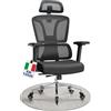 MELOKEA Sedia Ufficio Ergonomica, Braccioli 4D, Profondità Sedile Regolabile, Inclinazione 4 Livelli, Ruote Gomma, Schienale Alto, Supporto Lombare Ergonomico, Home Office Gaming, 200 kg