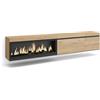 Skraut Home | Mobile TV Soggiorno | Ampio spazio a disposizione | 237x45x35 cm | TV di grande formato | Camino elettrico XXL | Sospeso, da appendere | Stile moderno | Rovere