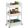 Relaxdays Carrello da Cucina con Ruote, 3 Ripiani, Carrellino Portaoggetti Bagno, Detersivi, 71,5x43,5x29,5 cm, Bianco