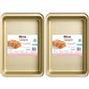 Agyo Teglia da Forno Rettangolare 42,5 x 28,5 x 5 cm, Antiaderente in Acciaio al Carbonio - Linea Cucina Essenziale (Confezione da 2)