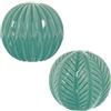 DRW Set di 2 Palline in Ceramica Verde Mare
