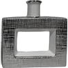 DRW Vaso da tavolo in ceramica con foro in argento e bianco lucido 6x24x24 cm