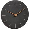 TFA Dostmann Orologio da parete moderno in ardesia, 60.3068.10, senza ticchettio, con lancette in legno di noce, orologio al quarzo, 25 cm, da appendere, nero