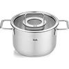 Fissler Pure Collection - Pentola in acciaio inox (diametro 20 cm, 3,6 L) con coperchio in vetro, scala graduata interna, compatibile induzione