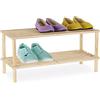 Relaxdays Scarpiera Bassa in Legno, Porta Scarpe, 2 Ripiani a Vista, 4 Paia di Calzature, HxLxP: 29,5x63x26 cm, Naturale
