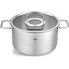 Fissler Pure Collection - Pentola in acciaio inox (diametro 24 cm, 5,7 L) con coperchio in vetro, scala graduata interna, compatibile induzione