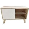King Collection C1708007 Mobiletto a 2 Vani con Antine Scorrevoli in Legno di Paulownia con Piedini in KD