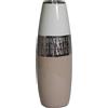 DRW Vaso da tavolo in ceramica in bianco, argento e beige 13x13x36 cm