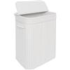 Relaxdays Cesto portabiancheria Relaxdays con Coperchio, bambù, 72 l, Pieghevole, HxLxP: 60 x 40 x 30 cm, da Bagno, Bianco