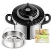 SEB Clipso+ Chef 6L, pentola a Pressione, 4-6 Persone, induzione, 4 programmi di Cottura, Cottura Rapida, Apertura e Chiusura del Coperchio con Una Sola Mano, P4550700